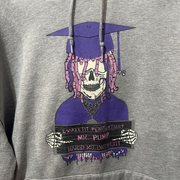Lil Pump Unhappy Esskeetit Penitentiary Gray Pullover Hoodie Medium Rap - Picture 2 of 7